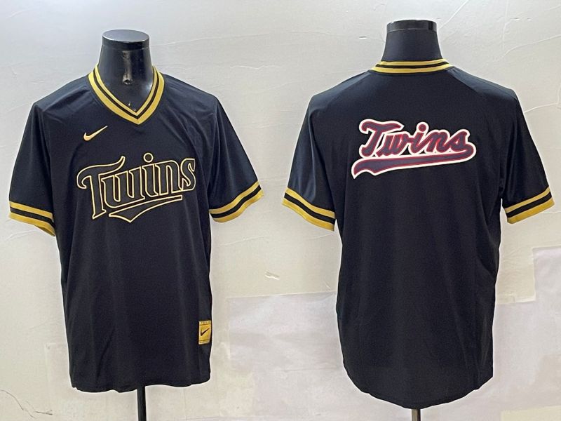 Men Minnesota Twins Blank Black Gold Game 2025 Nike MLB Jersey style 2->oakland athletics->MLB Jersey